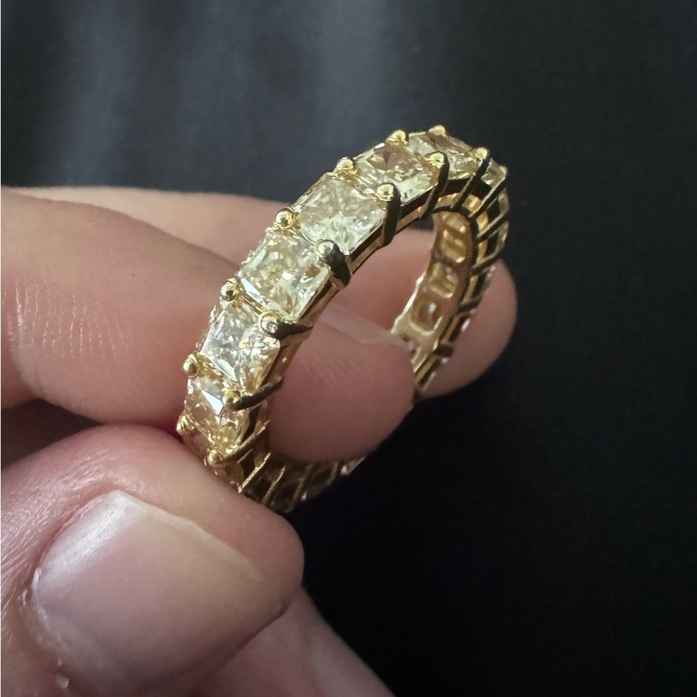 Gold PLATED 925 silver ring yellow moissanite size 10